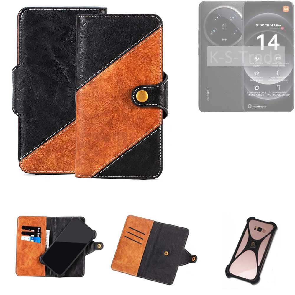 K-S-Trade Handyhülle für Xiaomi 14 Ultra, Handyhülle Schutzhülle Bookstyle Case Wallet-Case Handy Cover