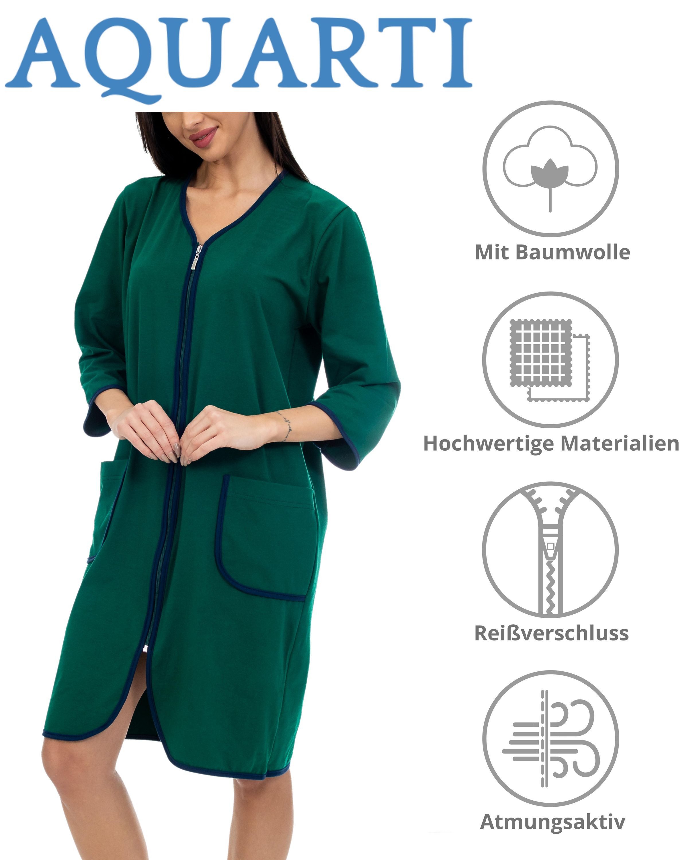 Aquarti Damenbademantel Damen Bademantel Morgenmantel Reißverschluss Hausma günstig online kaufen