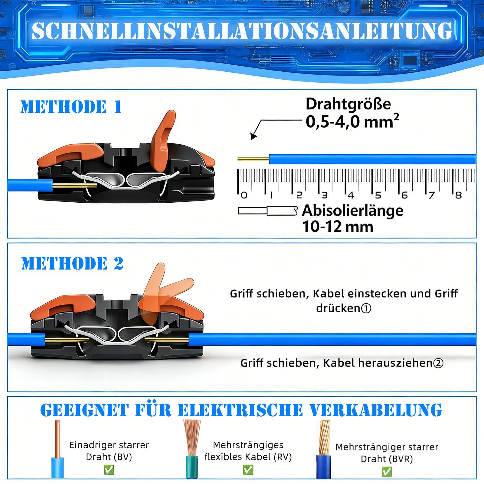 PRIISF Verbindungsklemme 60 Stück Reihenklemmen Hutschiene PCT-211 Verbindungsklemmen mit Hebel, 0,08-4 mm² Durchgangsklemme Hutschiene, Klemmblock Klemmleiste Kit, DIN Schiene Klemmenblock Flammhemmend & Wiederverwendbar, für Automatisierungsprojekte DIY-Projekte Schnelle Sichere Verdrahtung