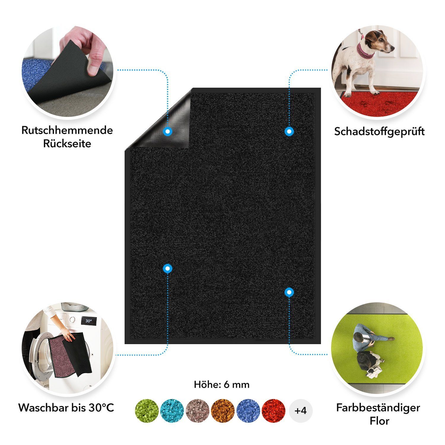 Karat Fußmatte Schmutzfangmatte Maly, verschiedene Größen & Farben, rechteckig, Höhe: 6 mm