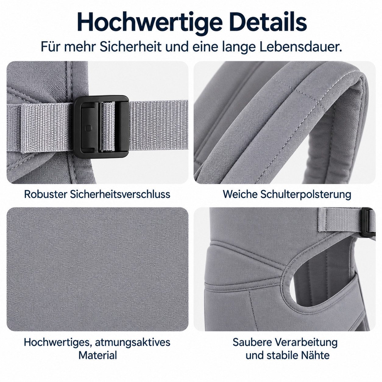 ibettertec Babytrage Babytrage Neugeborene ab Geburt, Kleinkindtrage (Ergobaby Babytrage mit Ein-Klick-Schnalle, ergonomische M-Position, X-Rücken, für 3,2–20 k – Bild 5 von 5