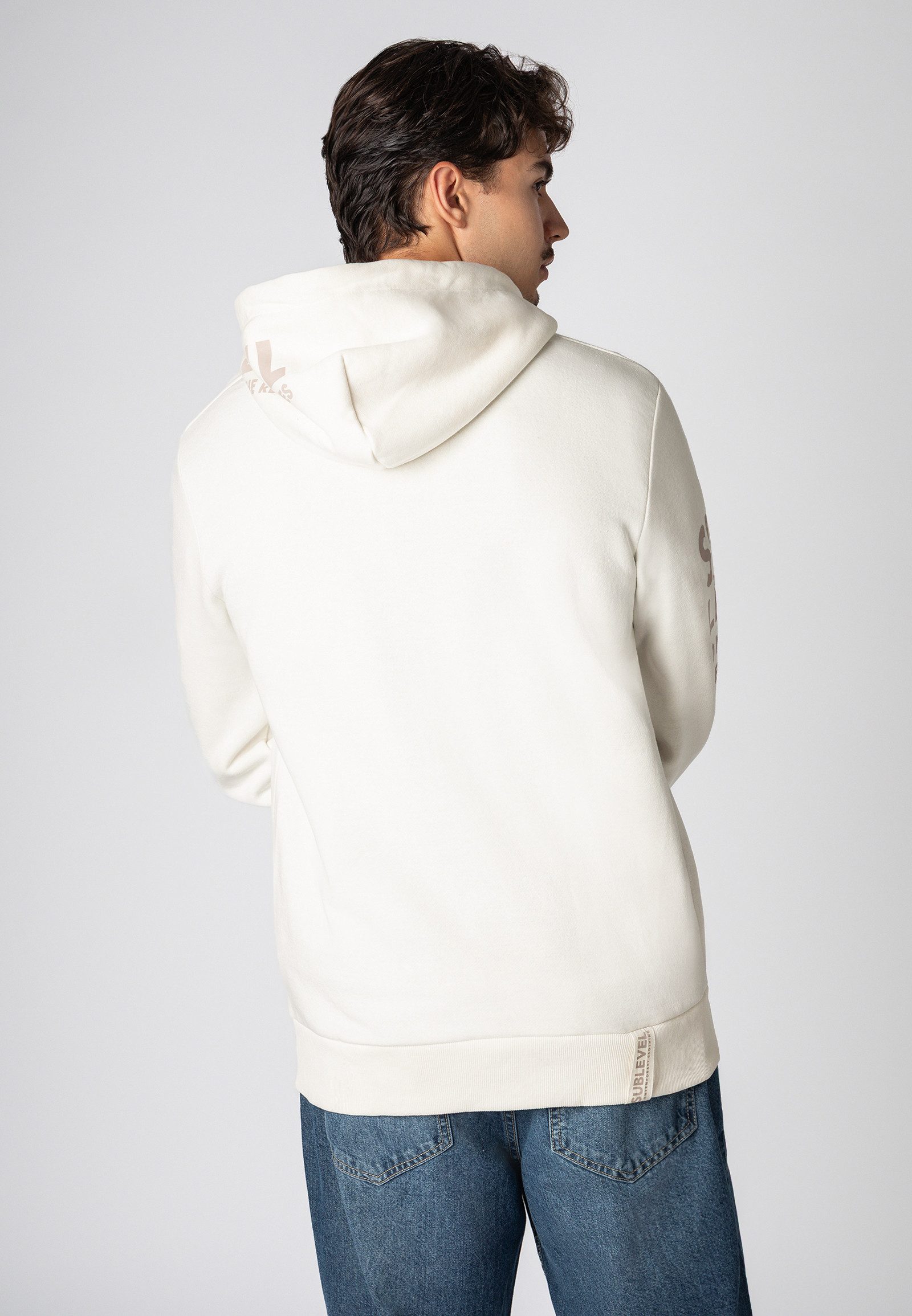 SUBLEVEL Kapuzensweatjacke Herren Zipperjacke mit Kapuzen Print Sweatshirtjacke, Kapuzenpullover mit Kängurutasche und Kapuze
