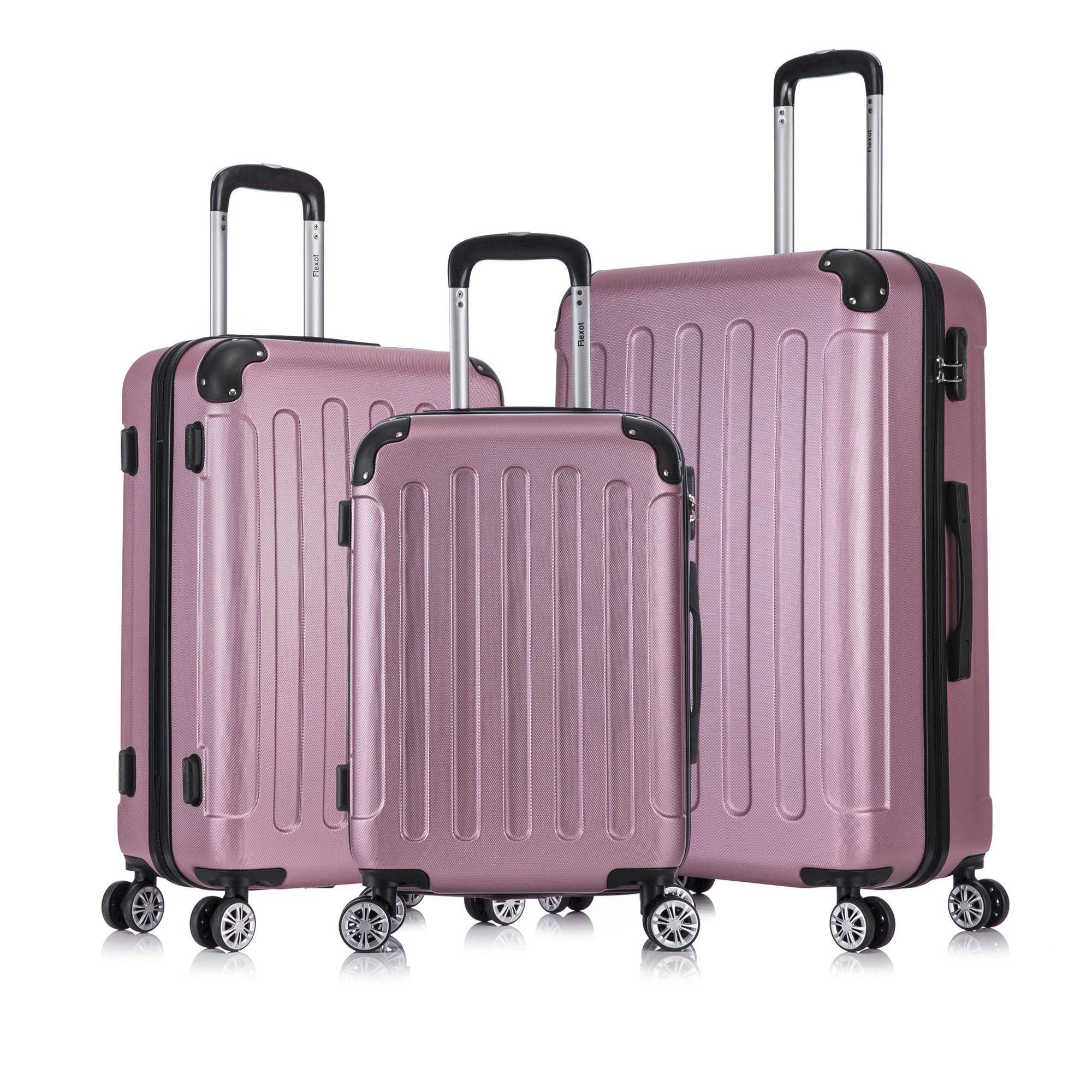 Flexot Hartschalen-Trolley F-2045 Kofferset, 360° Rollen, robuster Reisekoffer, Bordcase, 4 Rollen, Robuster und moderner Koffer mit vier 360° Rollen und Zahlenschloss