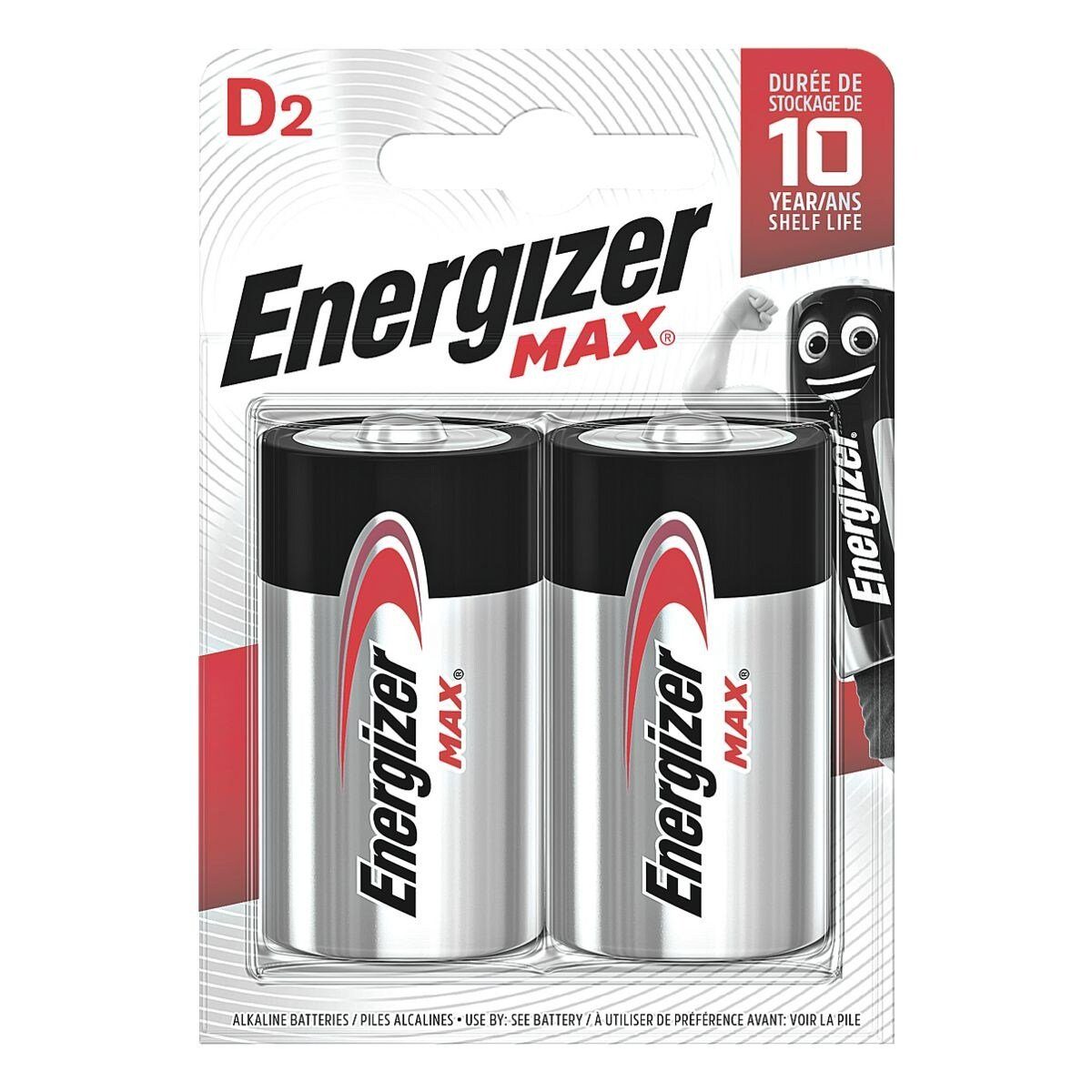 Energizer Max Alkaline Batterie, (1.5 V, 2 St), D / Mono, 1,5 V, Alkali
