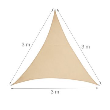 relaxdays Sonnensegel Dreieck Sonnensegel PES sand, 3 x 3 x 3 m