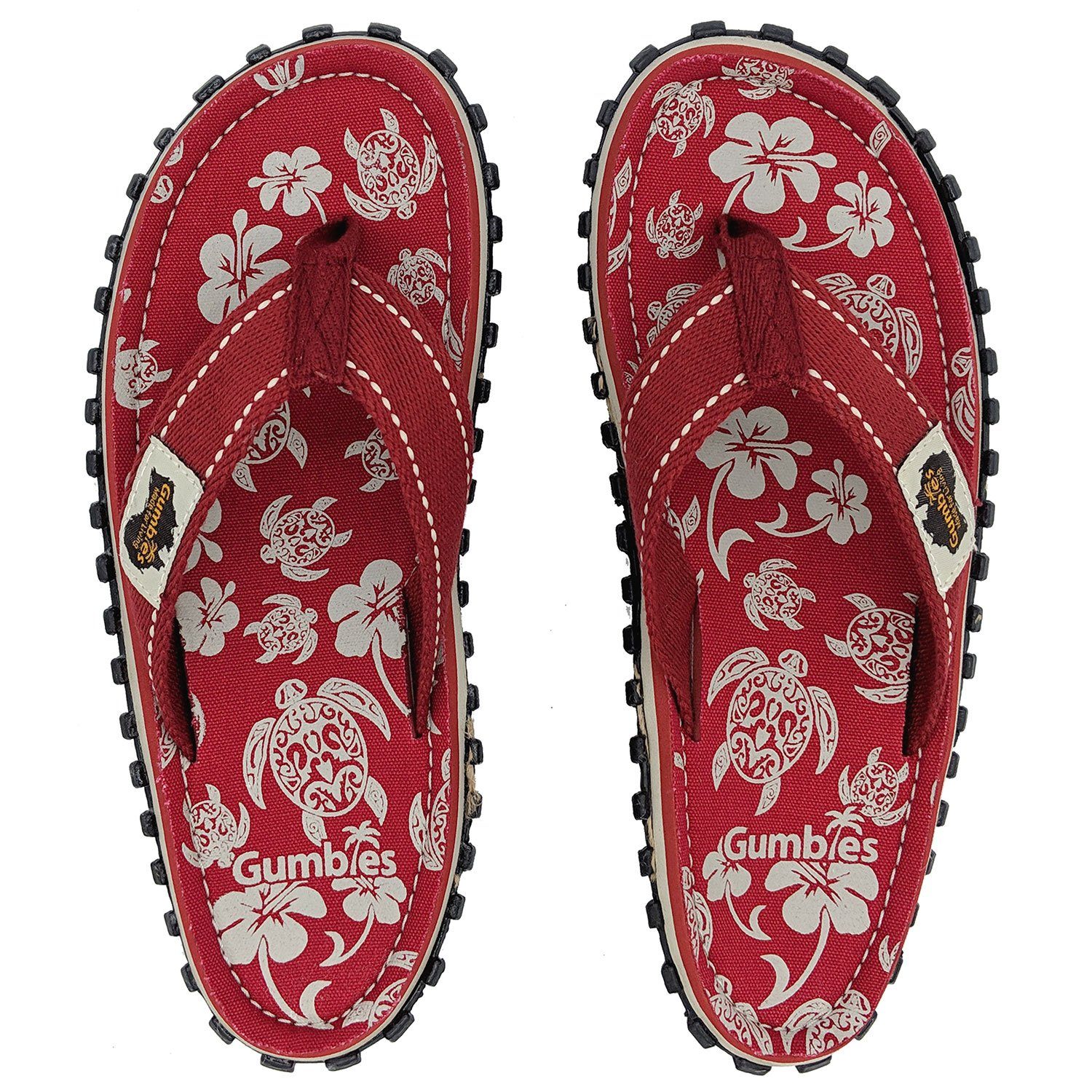 Gumbies Original in Pacific Red T-Strap-Zehentrenner aus recycelten Materialien hergestellt, stabile Gummisole