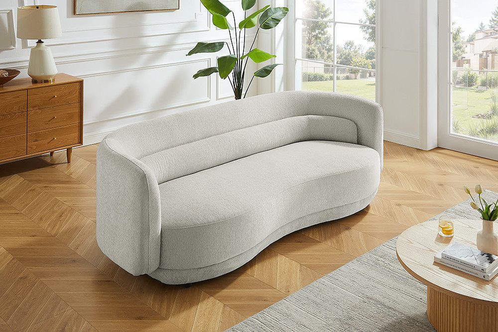 riess-ambiente 3-Sitzer GATSBY 230cm greige - Chenille, Federkern, gepolstert, Rundum-Bezug, Einzelartikel 1 Teile, Couch in geschwungener Form - ideal für Retro Wohnzimmer & Gästezimmer