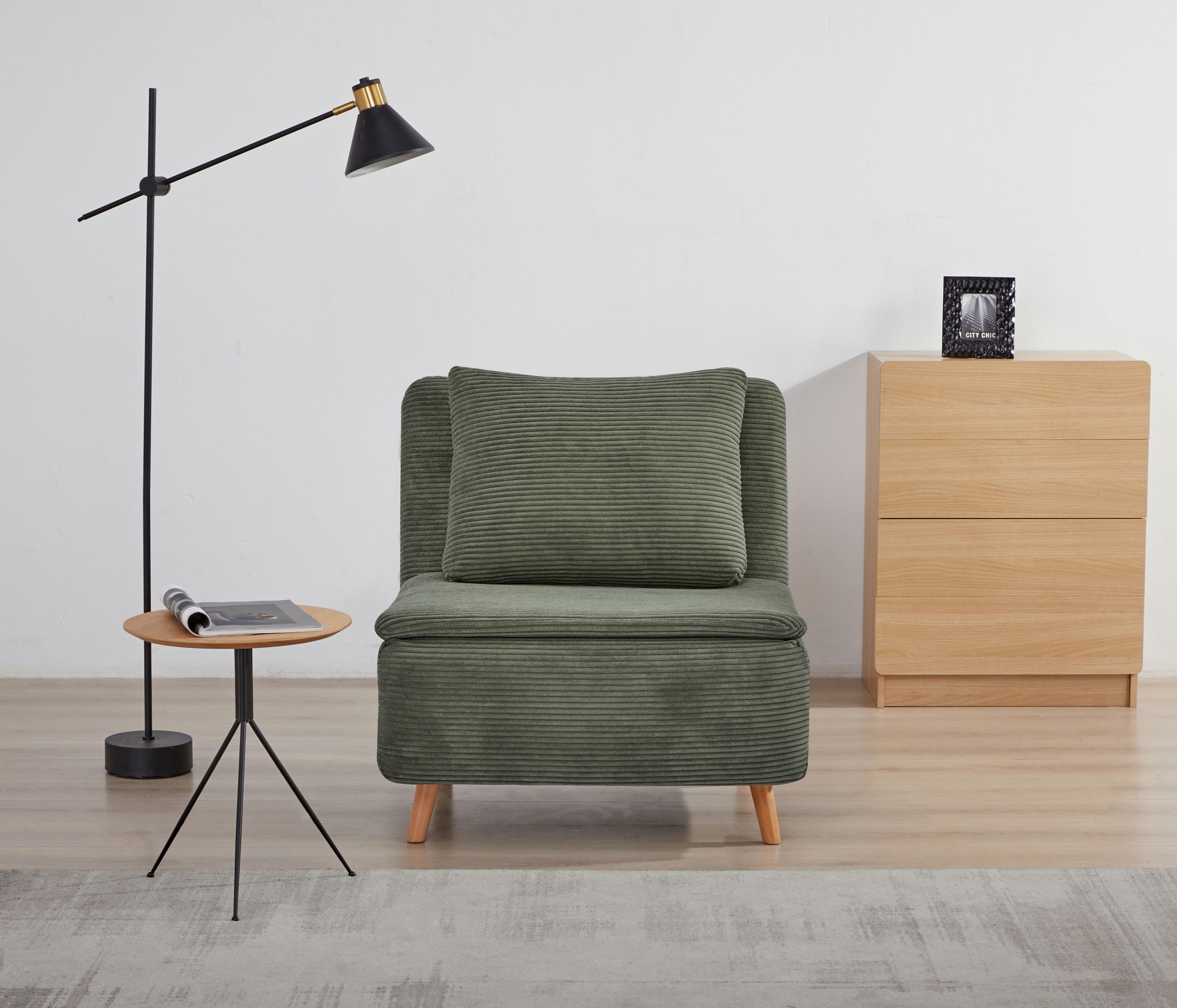 INOSIGN Кресла AINSLEY, wandelbar zum Gästebett, Schlafsofa, Webstoff u. Cord-Bezug
