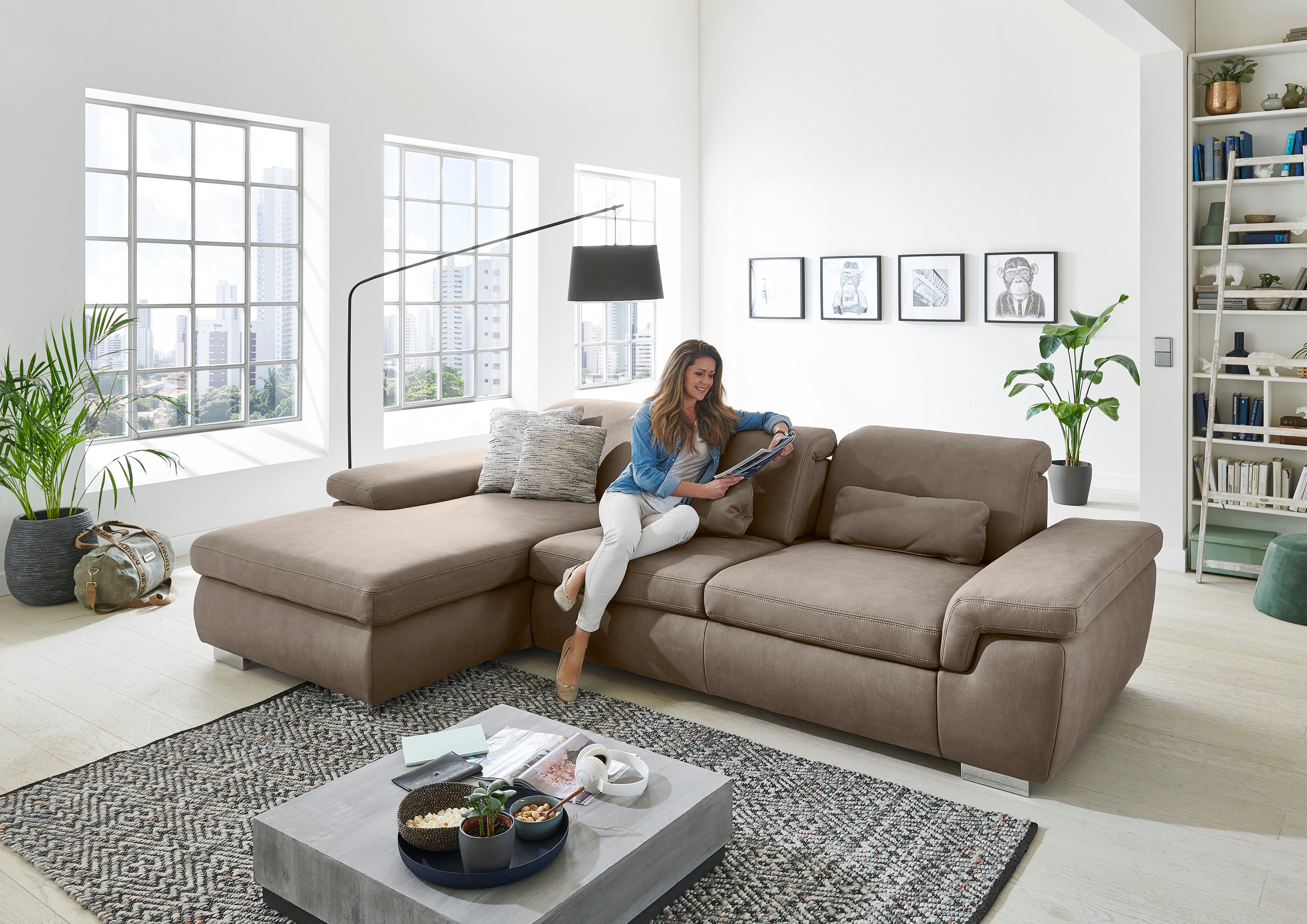 Die PlanBar Ecksofa MP-IN17041 L-Form, Breite 325 cm, Sitztiefenverstellung, optional Kopfteilverstellung & Schlaffunktion