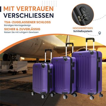 KESSMANN Kofferset 3 teilig Hartschalenkofferset M L XL Koffer + Digitale Kofferwaage, 4 Rollen, (Reisekofferset, 4 tlg., Schloss Teleskopgriff Gepäck Urlaub Zubehör Reise Hartschale Trolley), Reisetasche Kofferset groß mittel klein Handgepäck Gepäck Rollkoffer