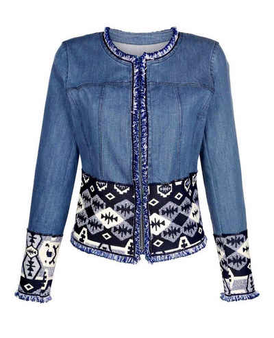 Alba Moda Jeansjacke »Alba Moda Damen Jeansjacke, Ethno-Style, blau«