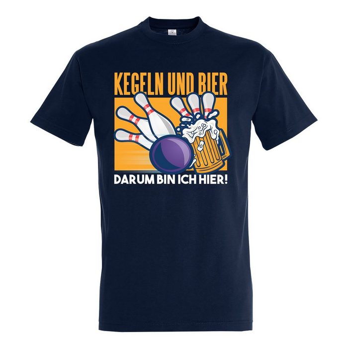 Youth Designz T-Shirt "Kegeln Und Bier Darum Bin Ich Hier" Herren T-Shirt mit lustigem Frontprint