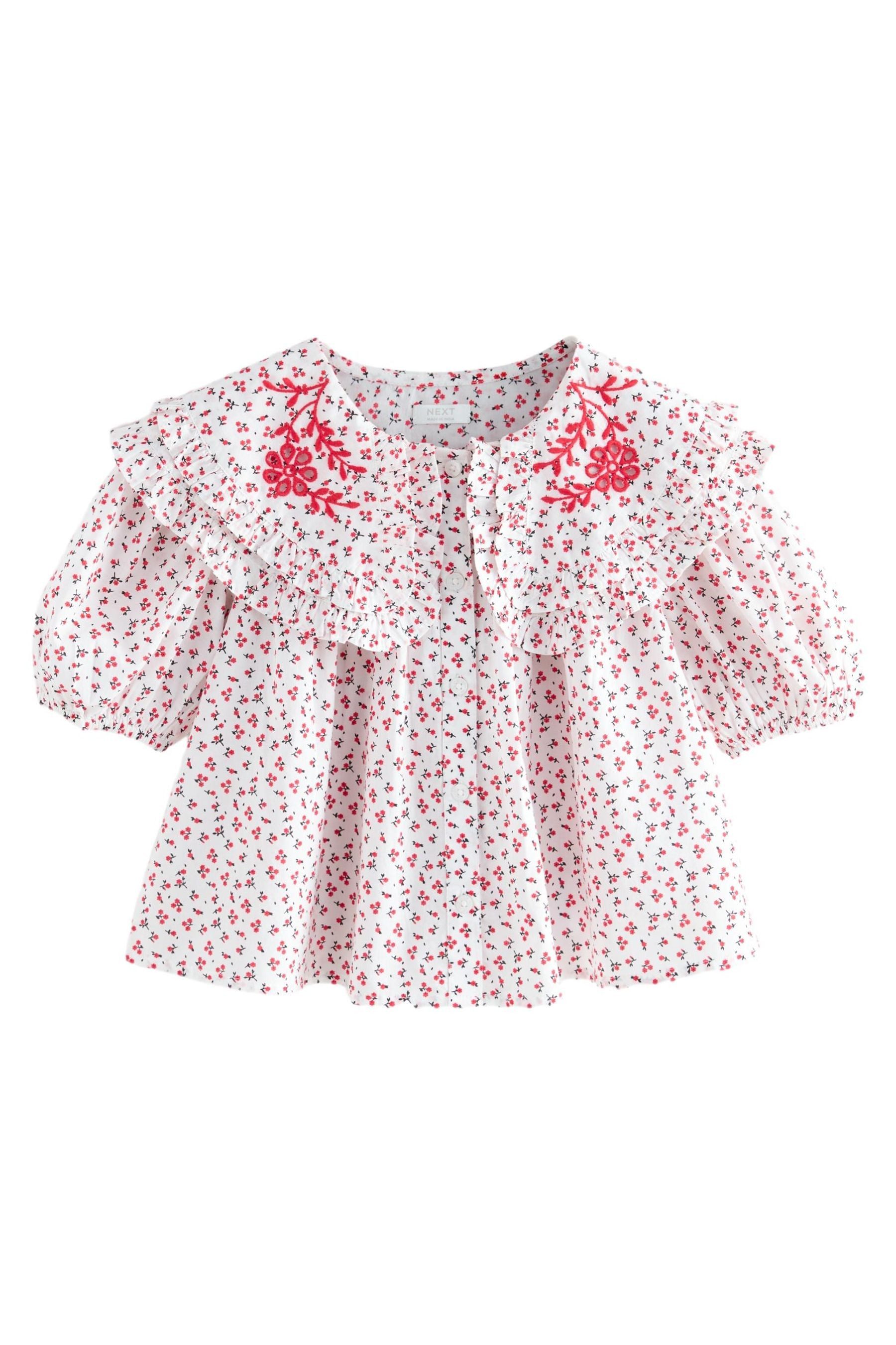 Next Kurzarmbluse Bluse mit besticktem Kragen günstig online kaufen