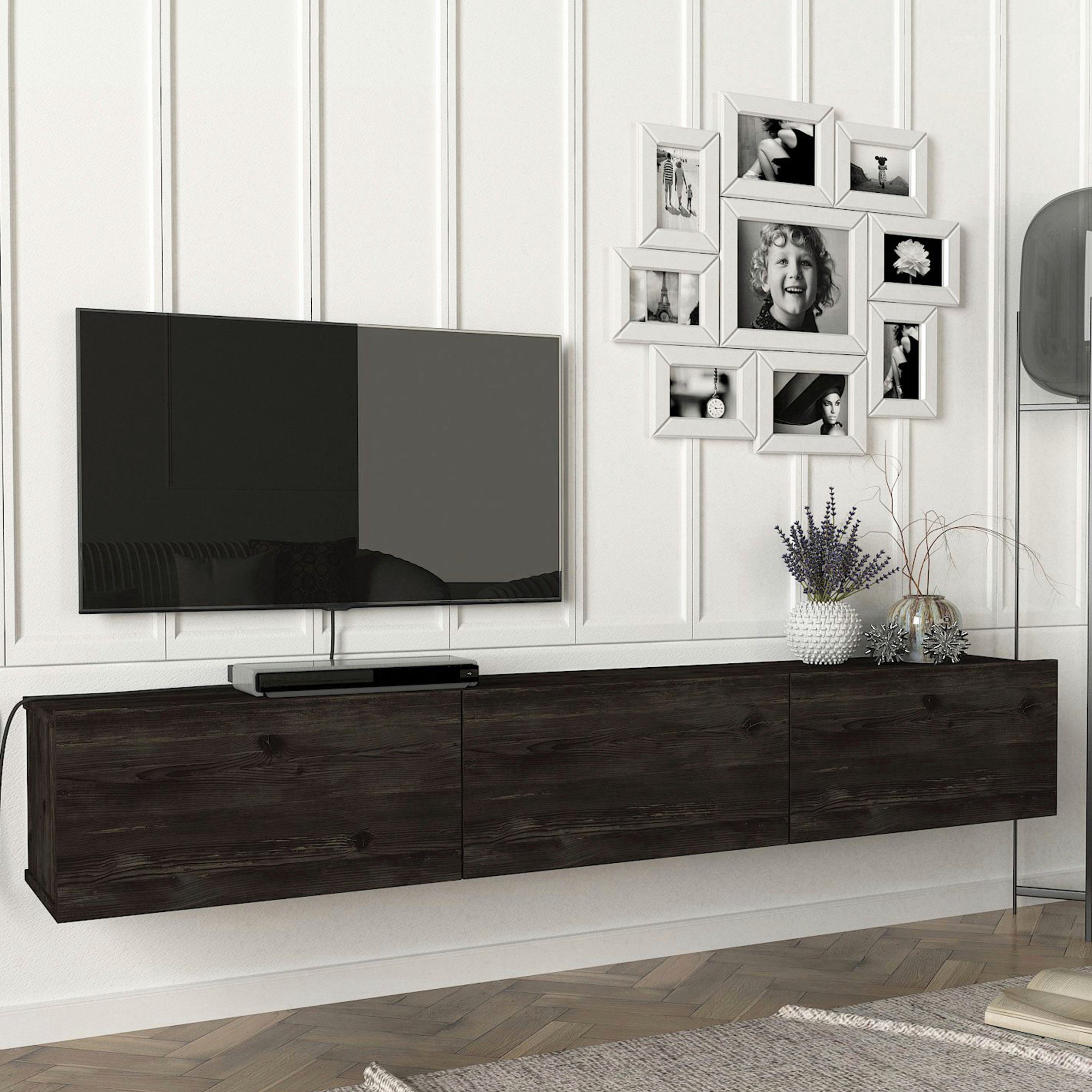 en.casa TV-Schrank »Vihti« Fernsehschrank 180x31x29,5cm Eiche, günstig online kaufen
