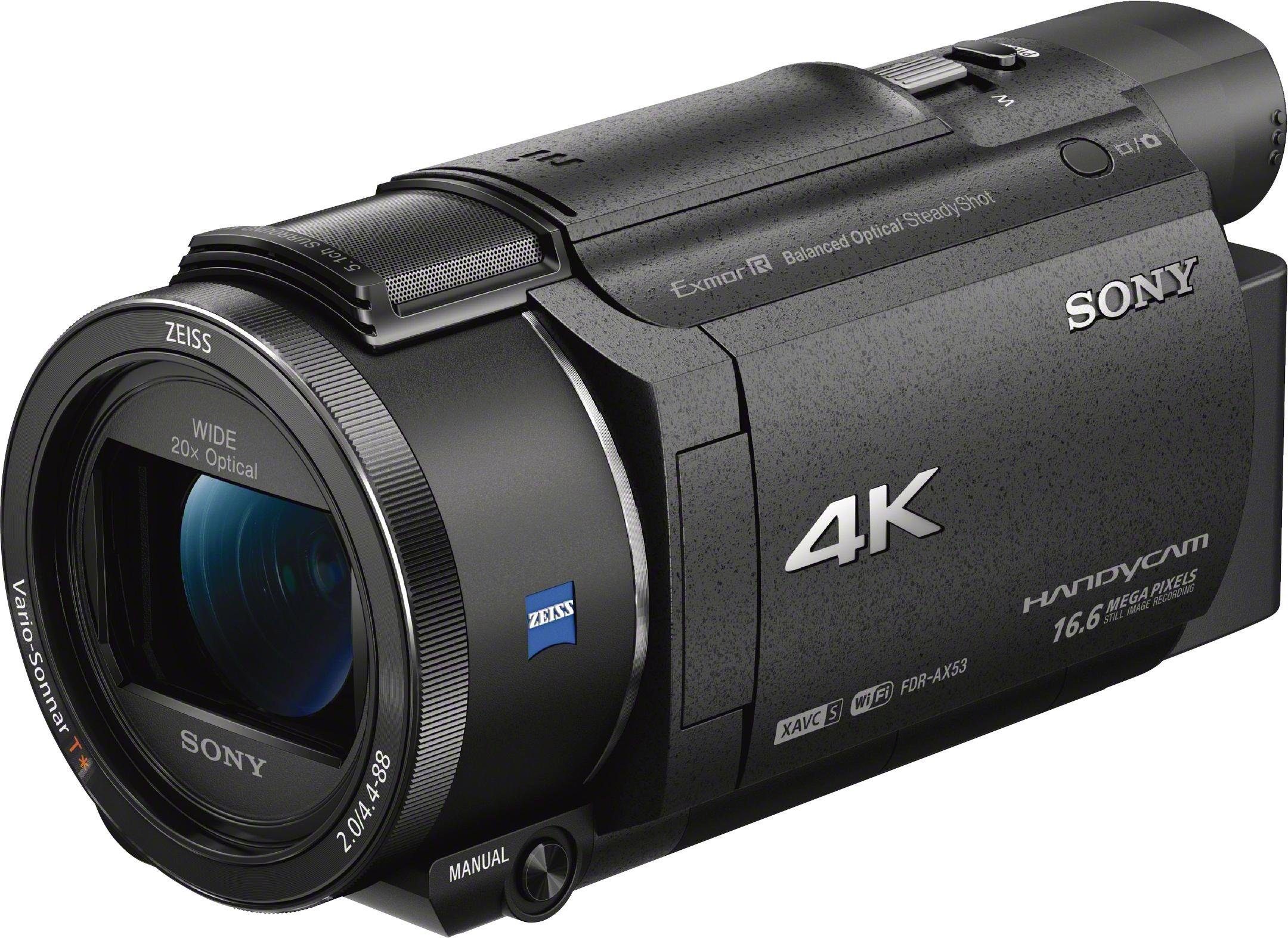 Zoom) Camcorder 20x WLAN Sony opt. NFC, HD, FDRAX53.CEN (Wi-Fi), (4K Ultra