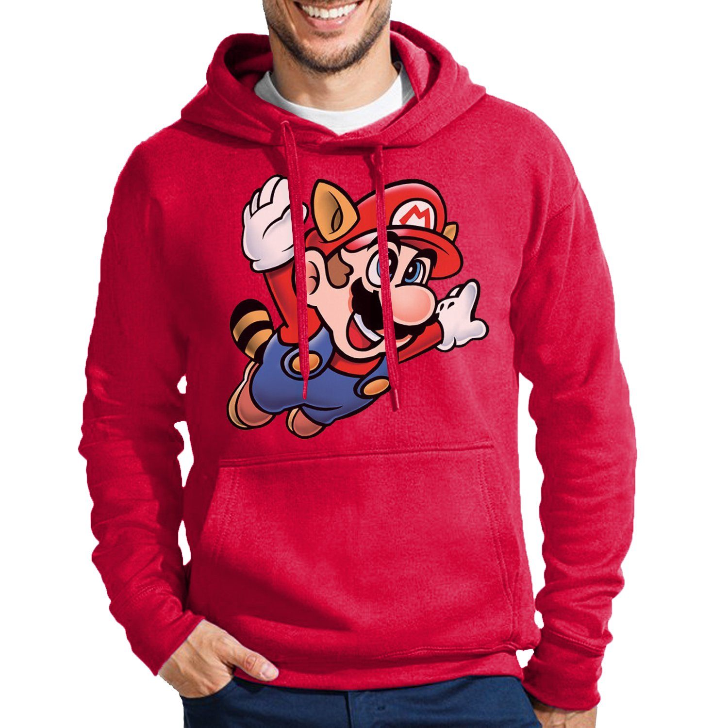 Mario Nerd Hoodie 3 Nintendo Super Rot mit Konsole Blondie Fligh Gaming Brownie Herren Kaputze &