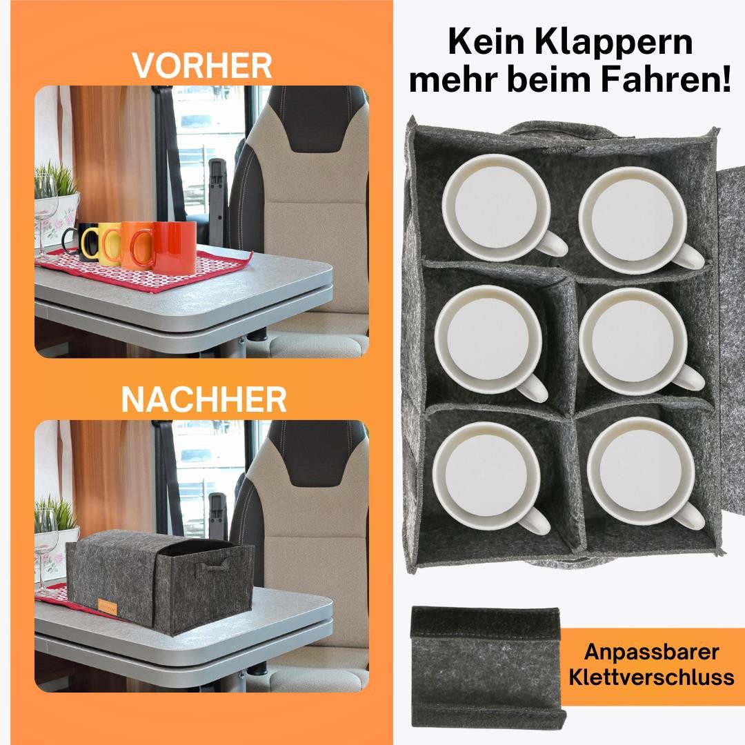 wortek Organizer Tassenhalter Filz, für 6 Tassen, Camping Zubehör (Set, 1 S günstig online kaufen