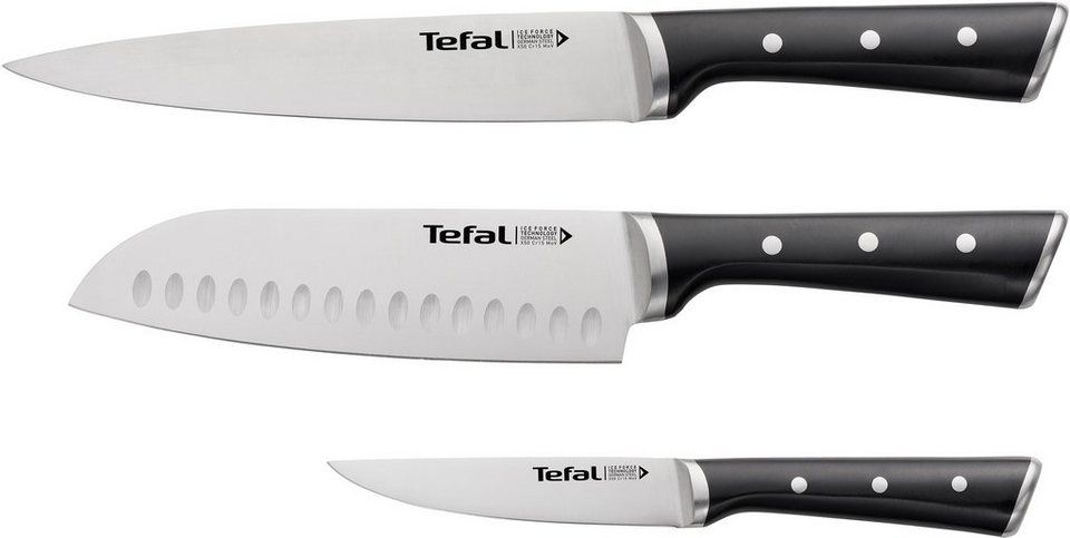 Tefal Messer-Set K232S374 Ice Force (Set, 3-tlg), Edelstahl, lang  anhaltende Schneidleistung und Schärfe