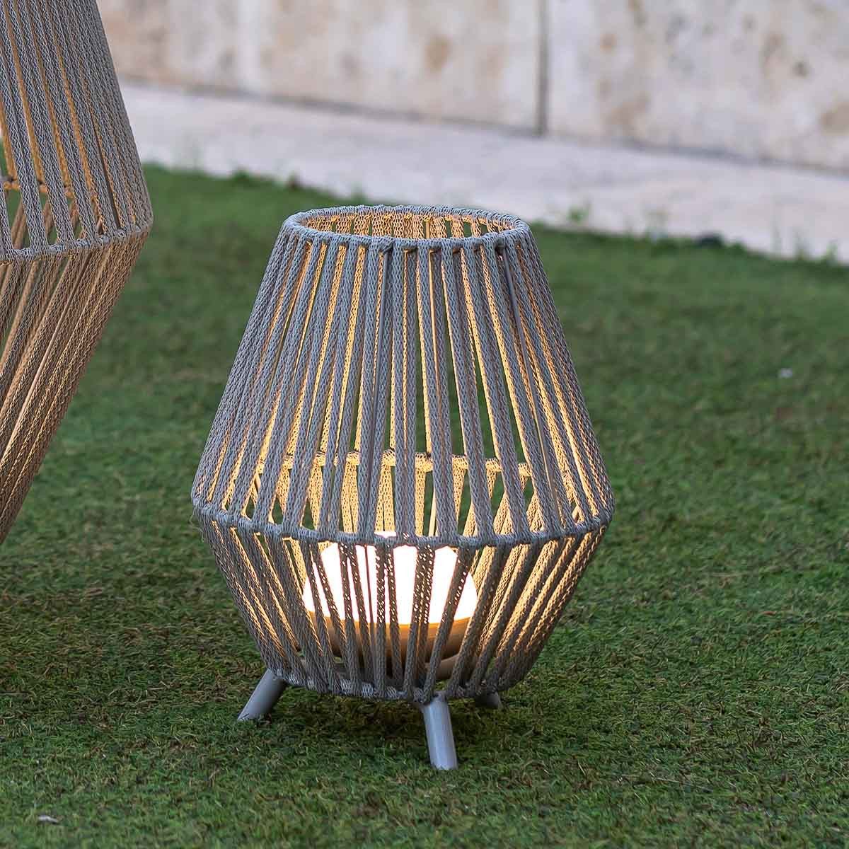 New Garden LED Laterne Conta warmweiß Akku Beige, LED fest integriert, warmweiß