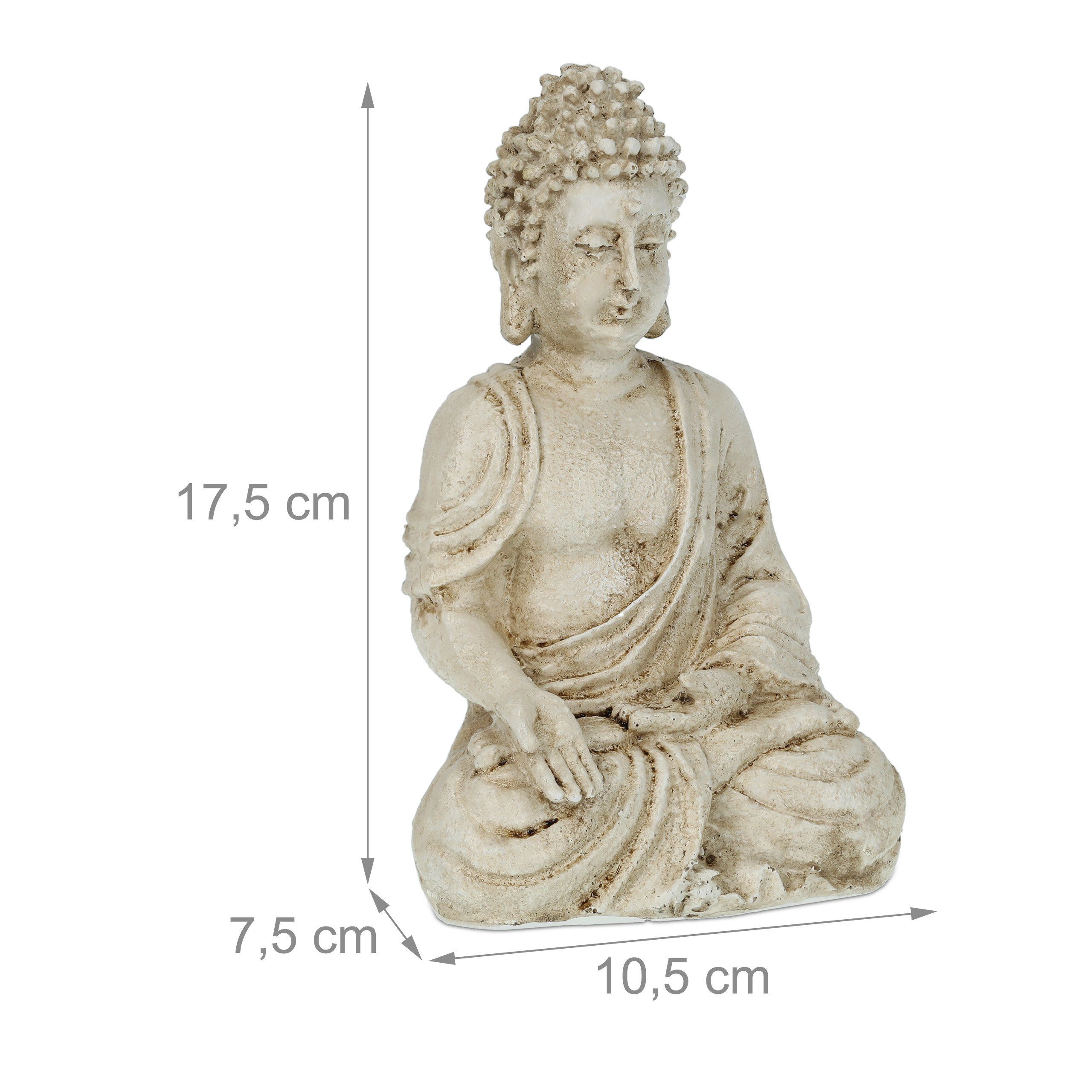 relaxdays Buddhafigur 17,5 Buddha Figur sitzend cm