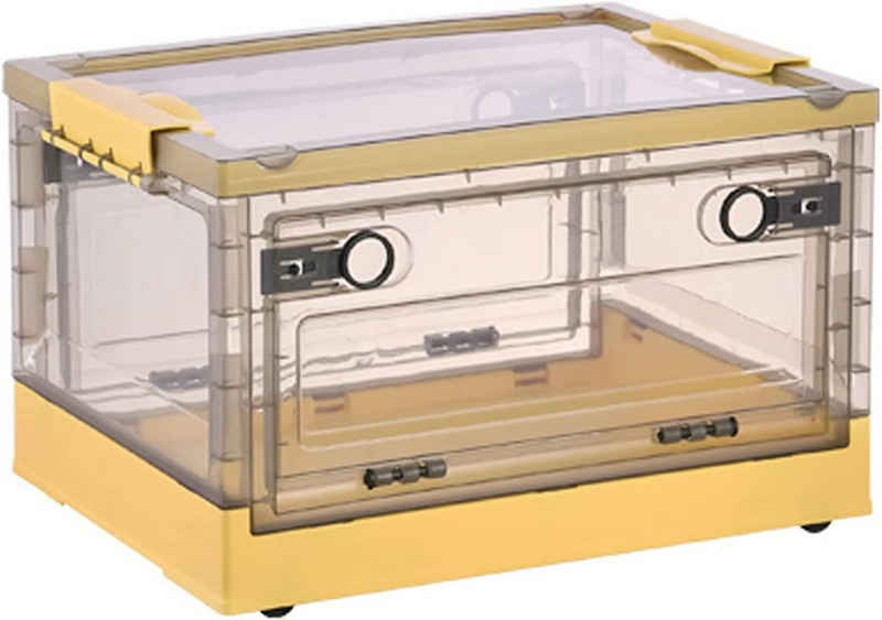 Zedelmaier Aufbewahrungsbox Faltbare Kunststoff-Aufbewahrungsbox, Organizer als Schuhkarton (Set, 1 St), Transparent mit Deckel & Rädern. Öffnen von oben/2 Seiten