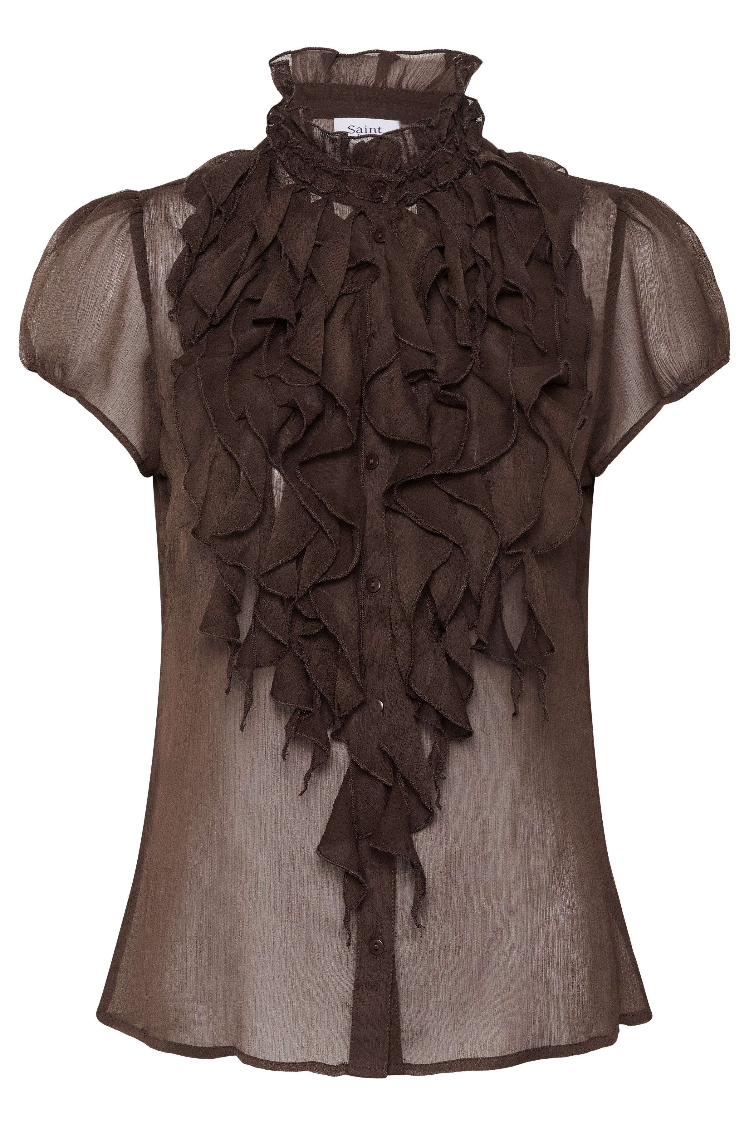 Saint Tropez Rüschenbluse LiljaSZ Crinkle SS Shirt Kunstfaser, Regular fit – Bild 5 von 5