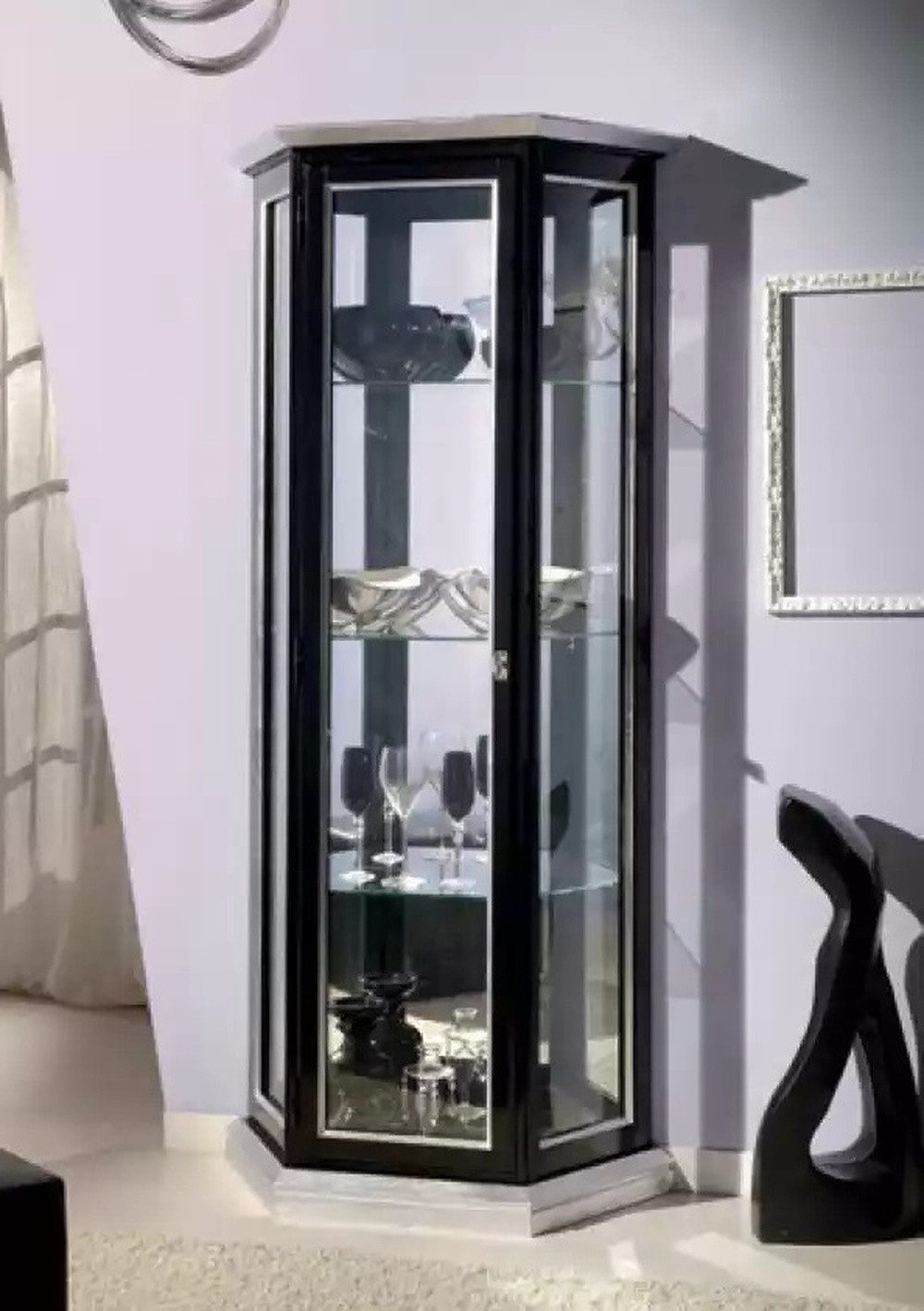 Xlmoebel Glasvitrine Klassische Vitrine mit Glastüren in elegantem Design (1-St., Vitrine) Hergestellt in Europa
