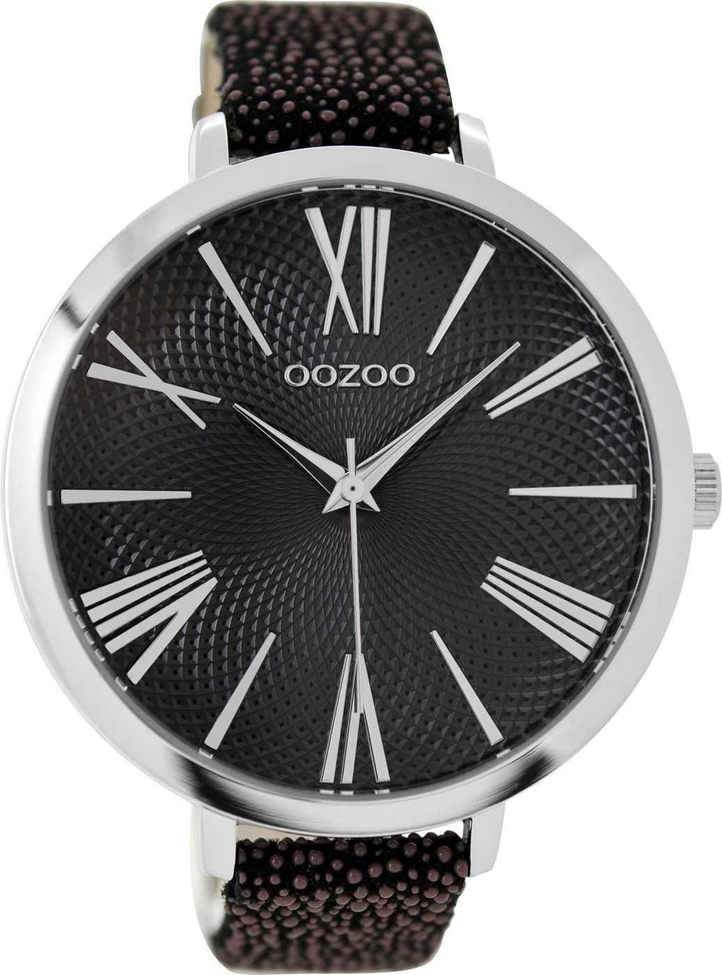 Quarzuhr Snake Look XXL Damenuhr C9173 Schwarz Mandala-ZB Lederband 48 mm