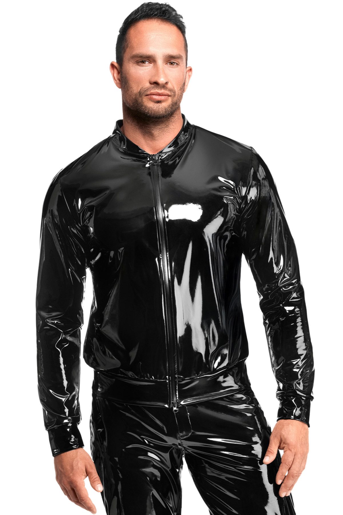 Noir Handmade Men Lederimitatjacke Herren-Jacke in schwarz - L