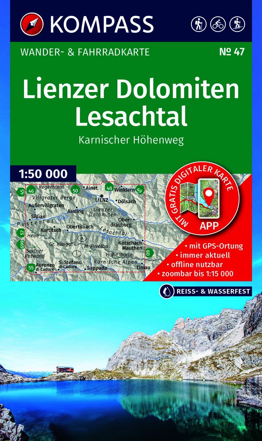 Reiseführer KOMPASS Wanderkarte 47 Lienzer Dolomiten, Lesachtal, Karnischer Höhenw diverse