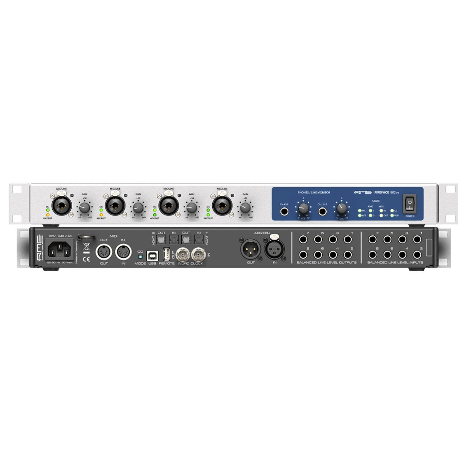 RME Audio RME Fireface 802 FS USB Audio Interface Digitales Aufnahmegerät (USB 2.0 Audio-Interface 60-Kanäle)