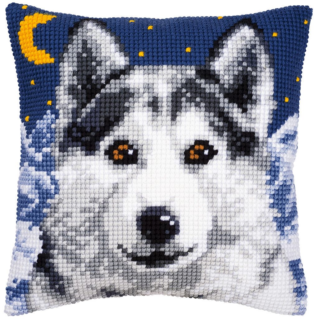 Vervaco Kreativset Vervaco PN-0008677 Stickkissen Motiv Husky, (Set, embroidery Kit), Made in Europe