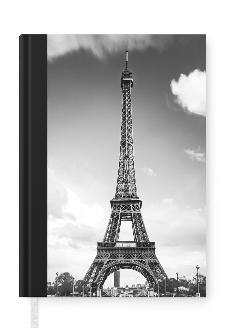 MuchoWow Notizbuch Der A5, Eiffelturm Tagebuch, zwischen Notizheft, den Seiten, 98 Merkzettel, Journal, Wolken, Haushaltsbuch