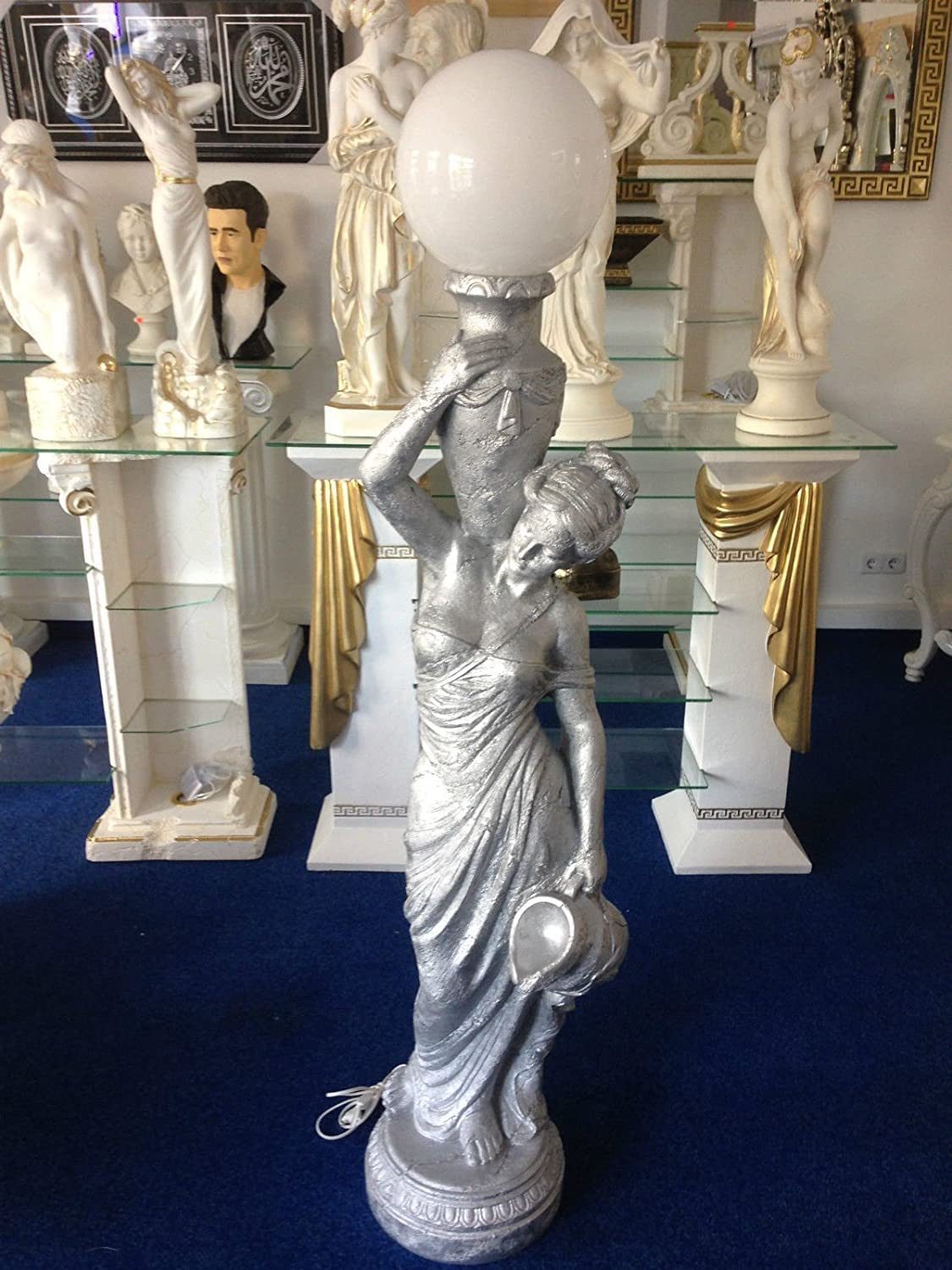 Schatzkiste1 Dekofigur Figurenlampe Stehlampe Griechische Antik 170.cm Hoch NEU, Frauenfigur