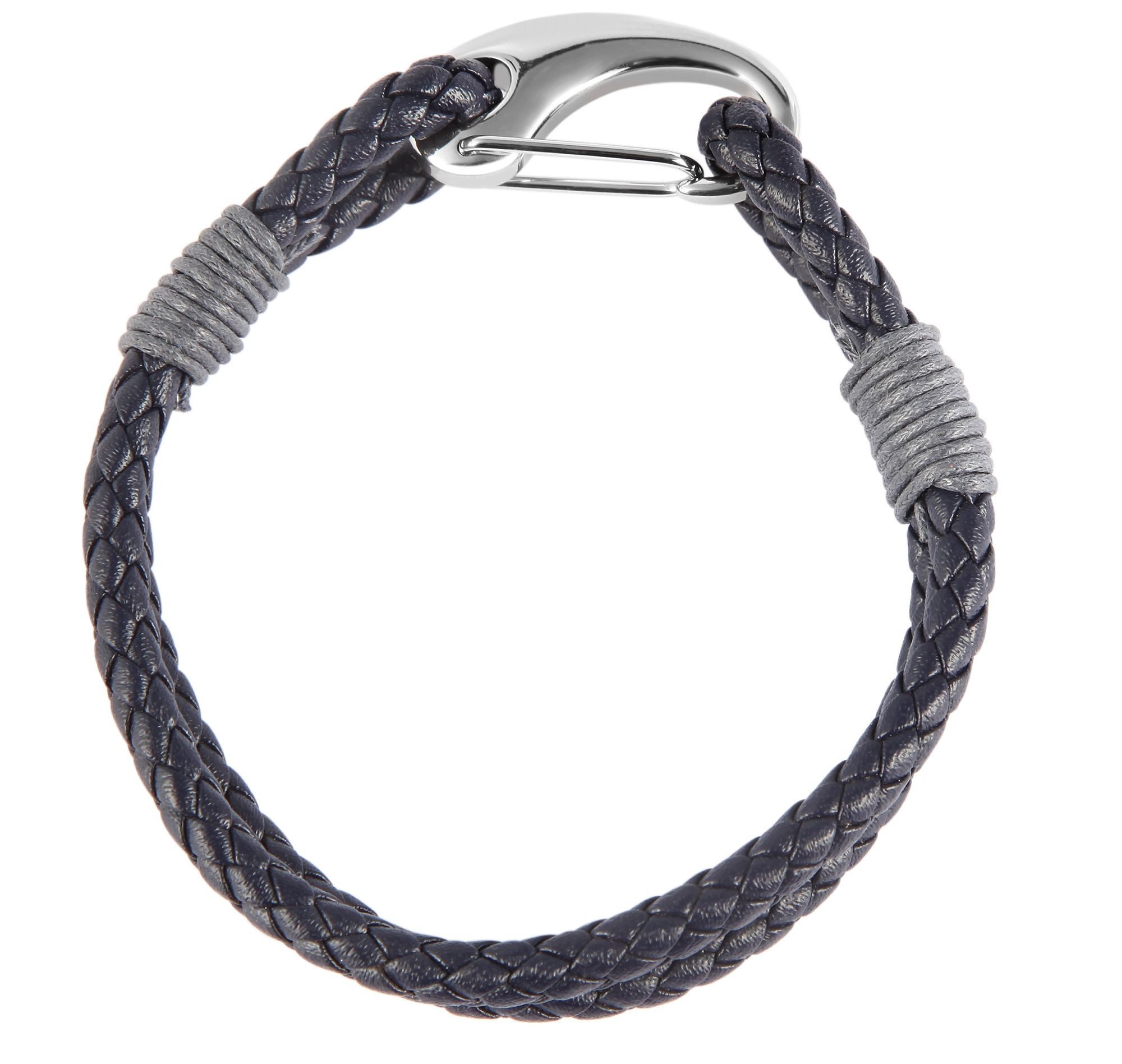 AKZENT Armband aus Echtleder geflochten mit Edelstahl