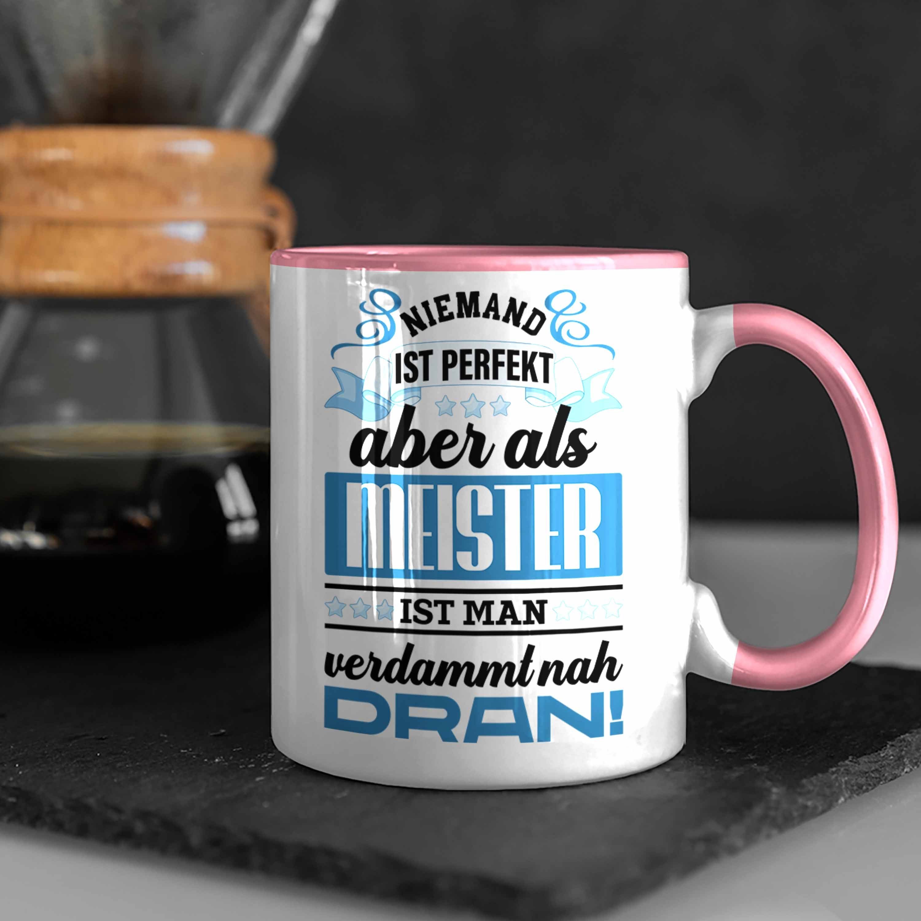 Trendation Meister Schreiner Prüfung Elektronik Elektrotechnik - Maler Dachdecker Geschenke Tasse Meisterprüfung Trendation Männer Tasse Metallbauer Bestanden Rosa