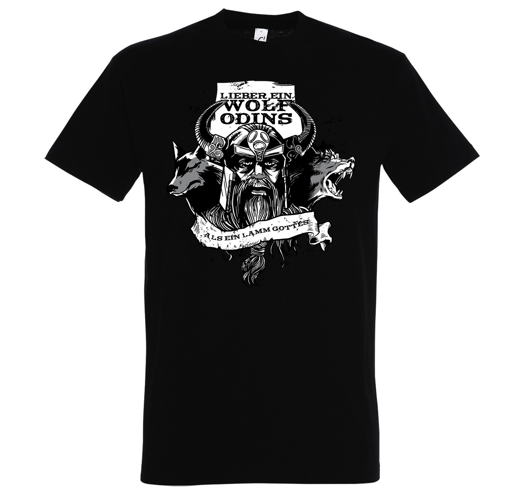 T-Shirt Odins" Wolf Print-Shirt Designz Youth "Lieber mit Herren ein lustigem Schwarz Spruch