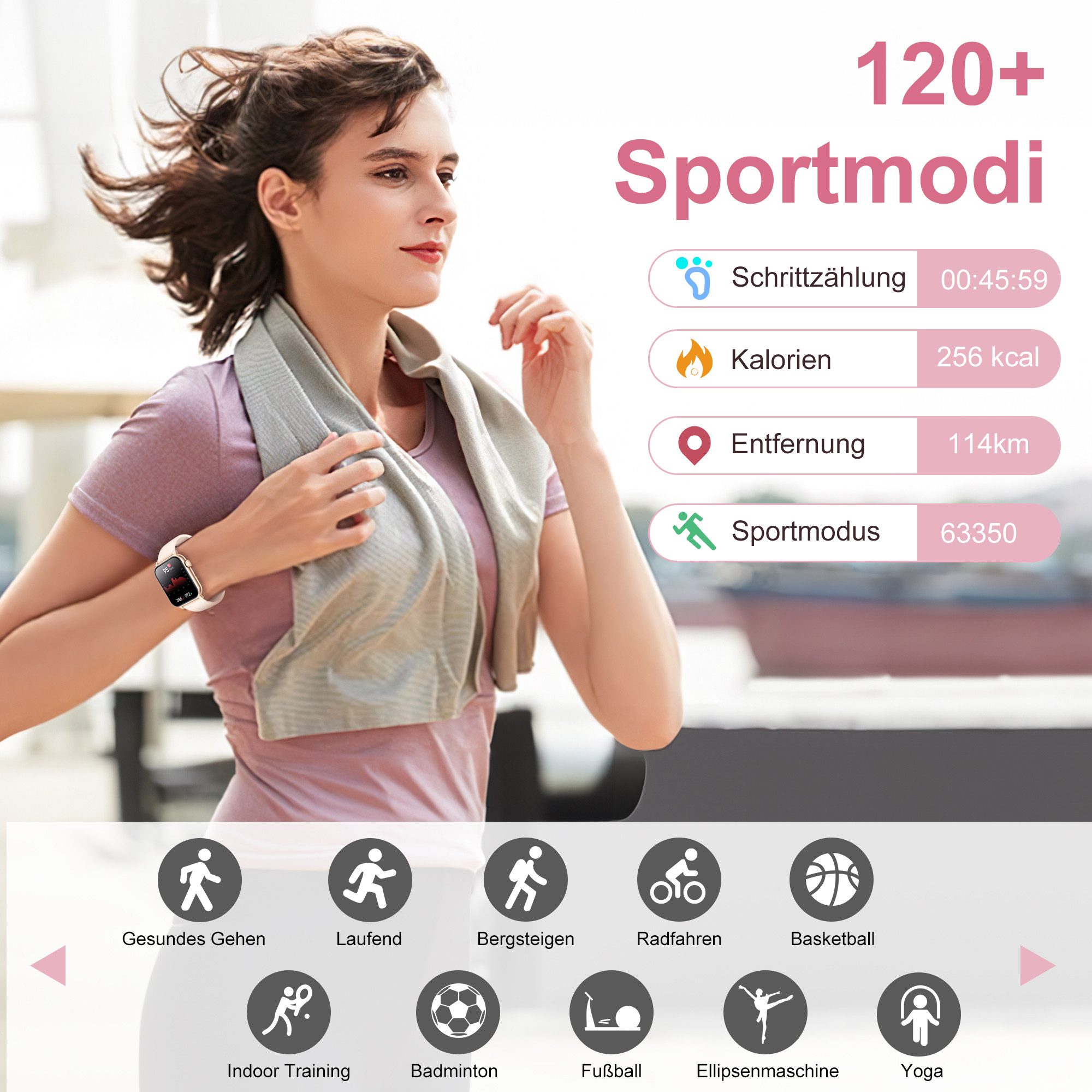ibettertec 2026 Neues Smartwatch Damen Herren mit Telefonfunktion, Smartwatch 1.85'' HD Fitnessuhr,Silikonarmband + Metallarmband Kombinationsset,Smart Watch for Women mit 200+ Sportmodi,Fitness Tracker mit Herzfrequenz,SpO2,Schrittzähler & Schlafmonitor,IP68 für iOS Android, Silikon- und Edelstahlarmband Kombination, Silikon- und Edelstahlarmband Kombination