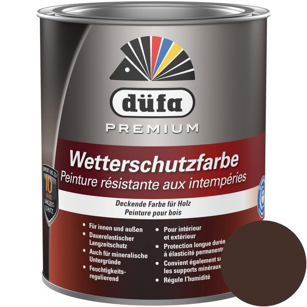 düfa Wetterschutzfarbe Premium Dauerschutzfarbe 2,5 l Holzfarbe Holzlack verschiedene Farben, Langzeitschutz und hoch witterungsbeständig