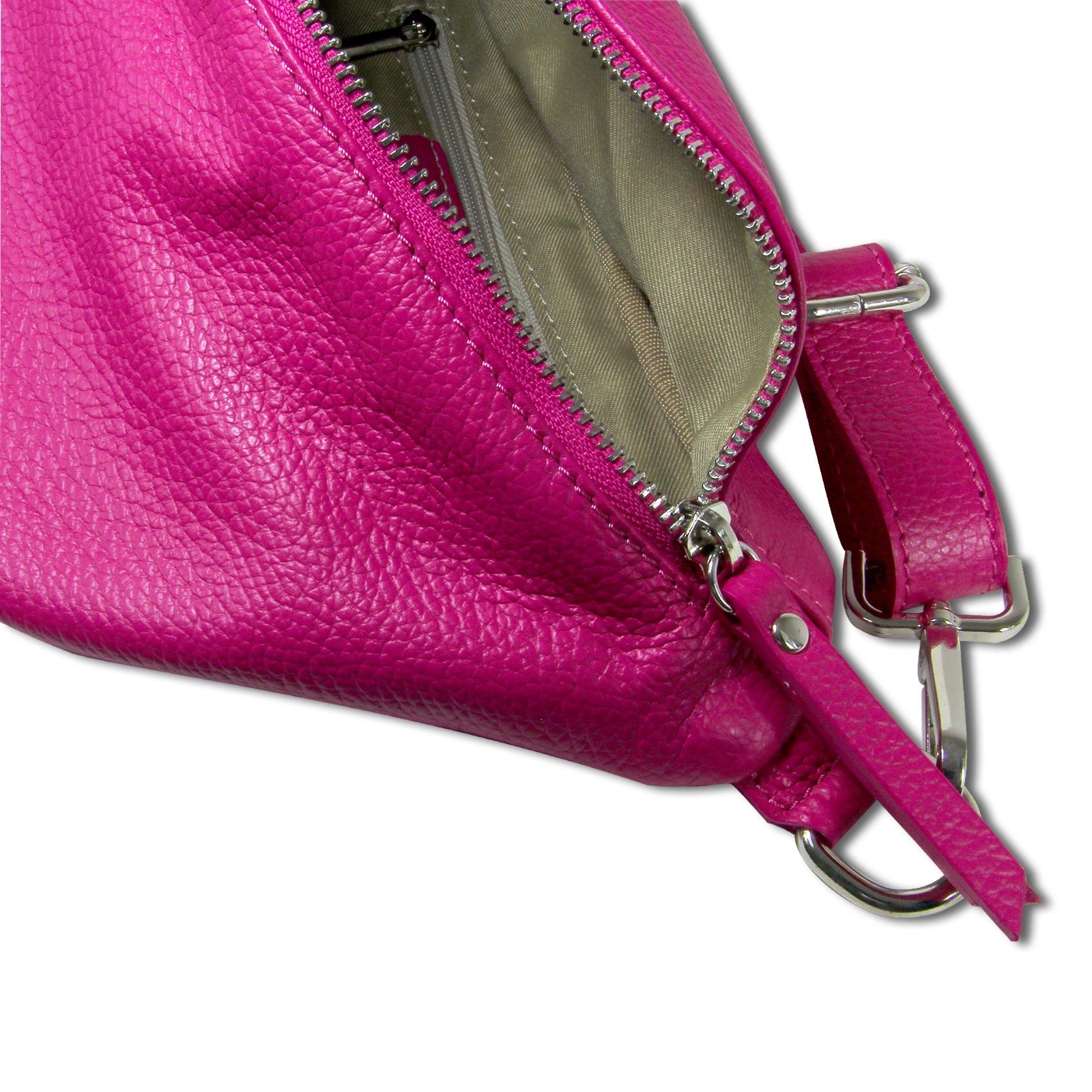 FLORENCE Gürteltasche Florence Echtleder Damen BomBag extra groß (Gürteltasche), Damen Leder Gürteltasche, pink, fuchsia ca. 37cm x ca. 20cm
