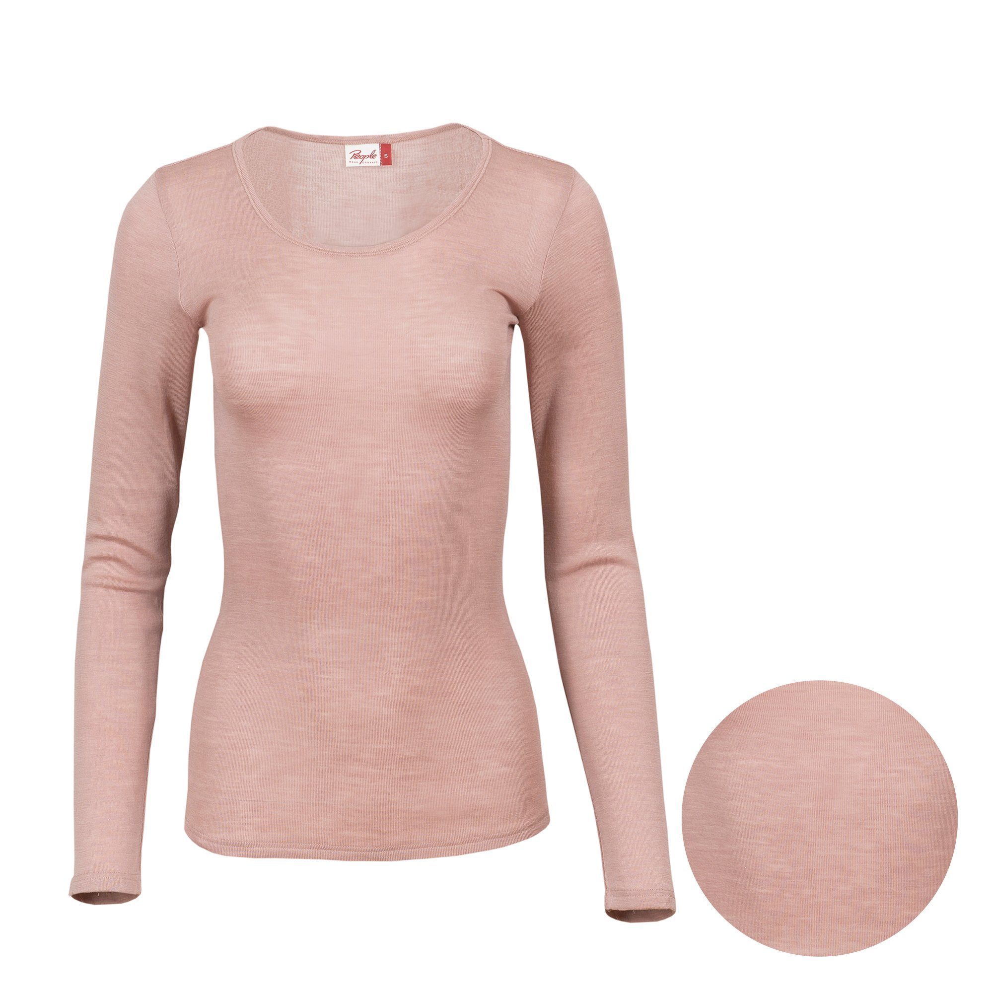 People Wear Organic Rundhalsshirt, Damen Wolle-Seide Langarmshirt