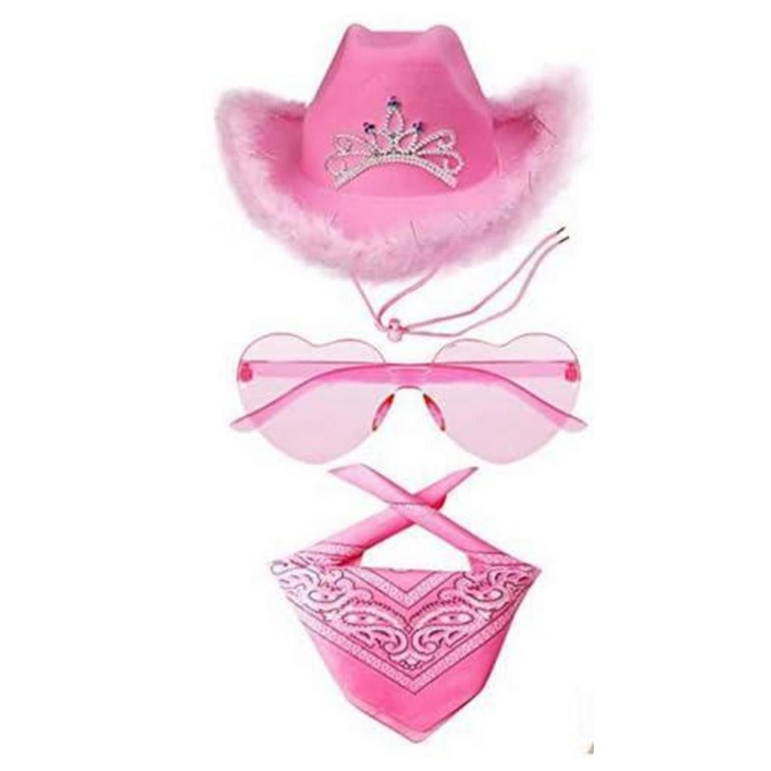 LuxusKollektion Cowboyhut Cowgirl Hut 3er Set Pink Flauschig (3-St)