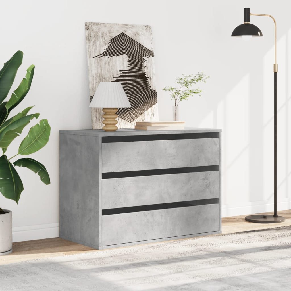 vidaXL Kommode 80 x 41 x 58 cm Kommode Sideboard Schubladenschrank Betongrau 80x41x58