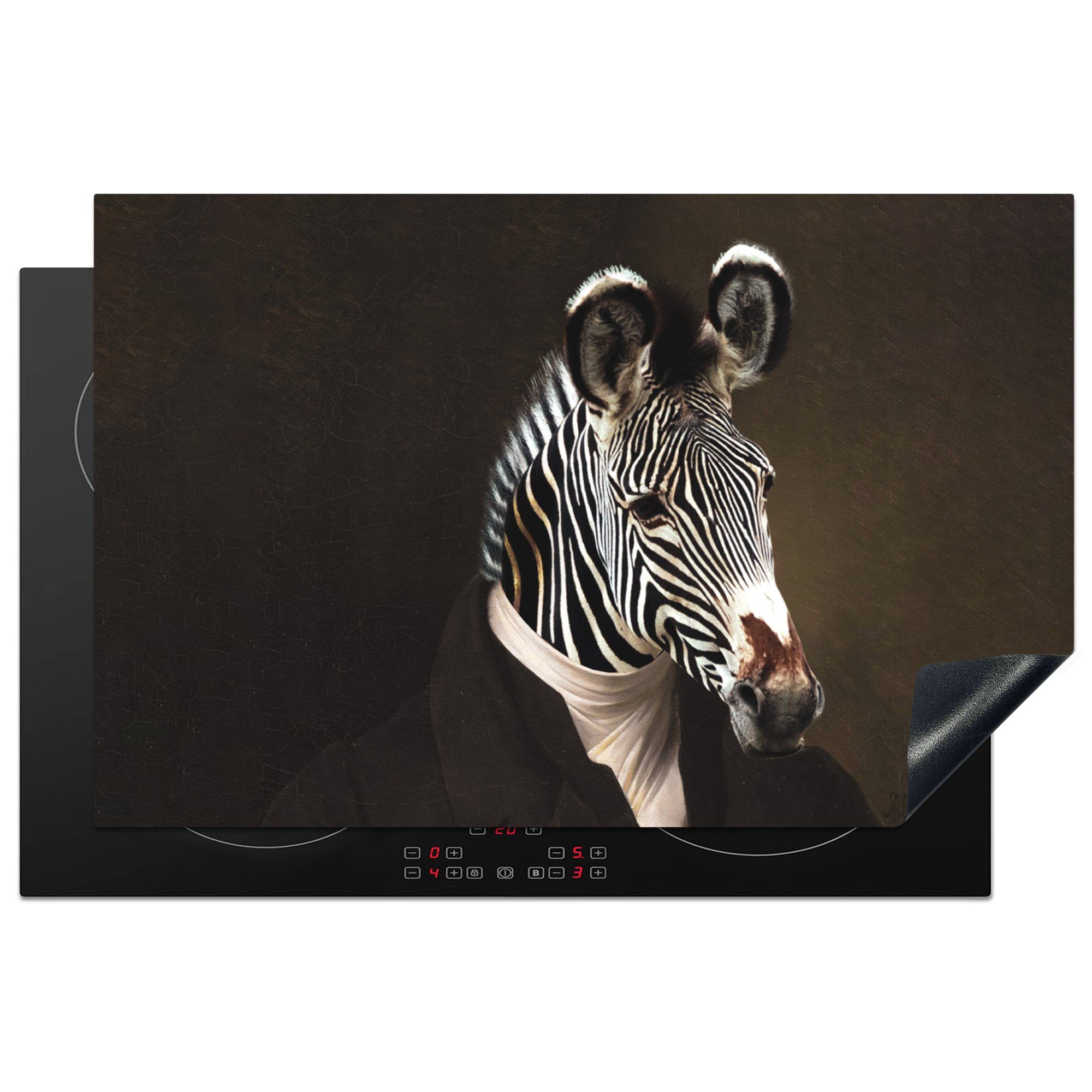 Ceranfeldabdeckung Zebra Alte - Kunst, Induktionskochfeld Schutz Meister Herdblende-/Abdeckplatte küche, die cm, 81x52 (1 - tlg), für Vinyl, MuchoWow