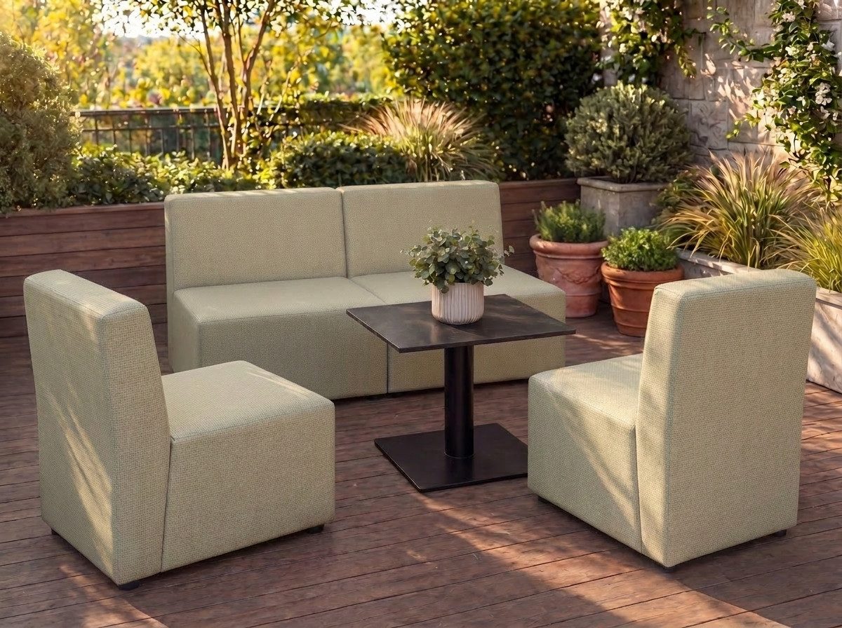 A&J MöbelLand GmbH Gartenlounge-Set Outdoor Lounge Set GOLD – Sofa und zwei Sessel, (Outdoor Lounge Set für Garten und Terrasse, 3-teiliges modernes Garten Lounge Set), Modernes Outdoor-Set mit hohem Komfort und wetterfestem Bezug