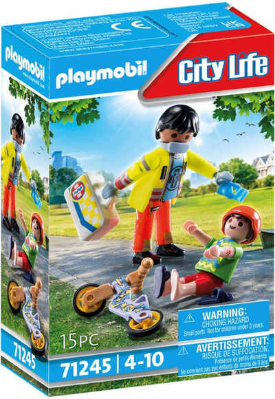 Playmobil® Konstruktions-Spielset Sanitäter mit Patient (71245), City Life, Made in Europe
