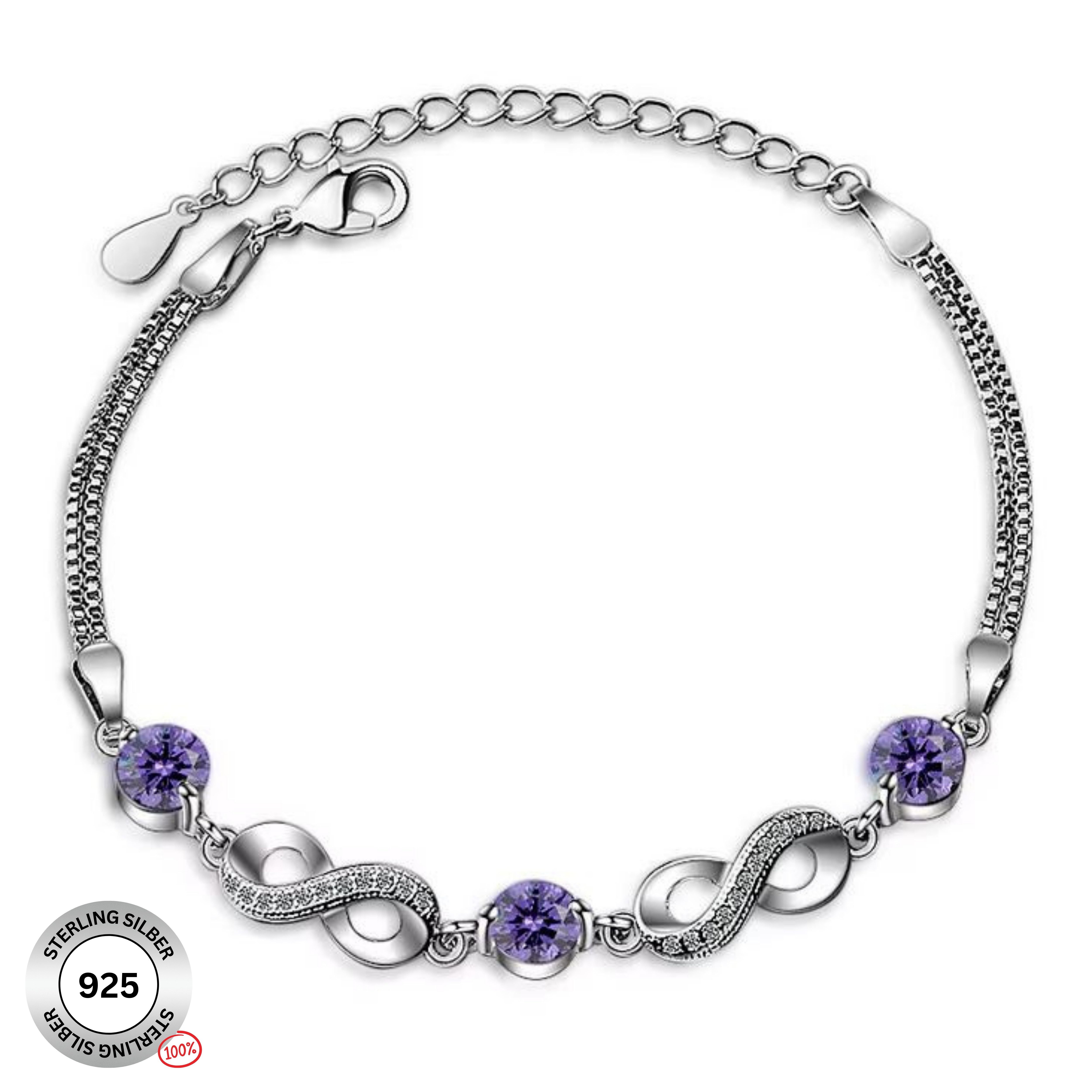 Felino Silberarmband Armband Infinity Damen Frauen Diamanten Lila Unendlich günstig online kaufen