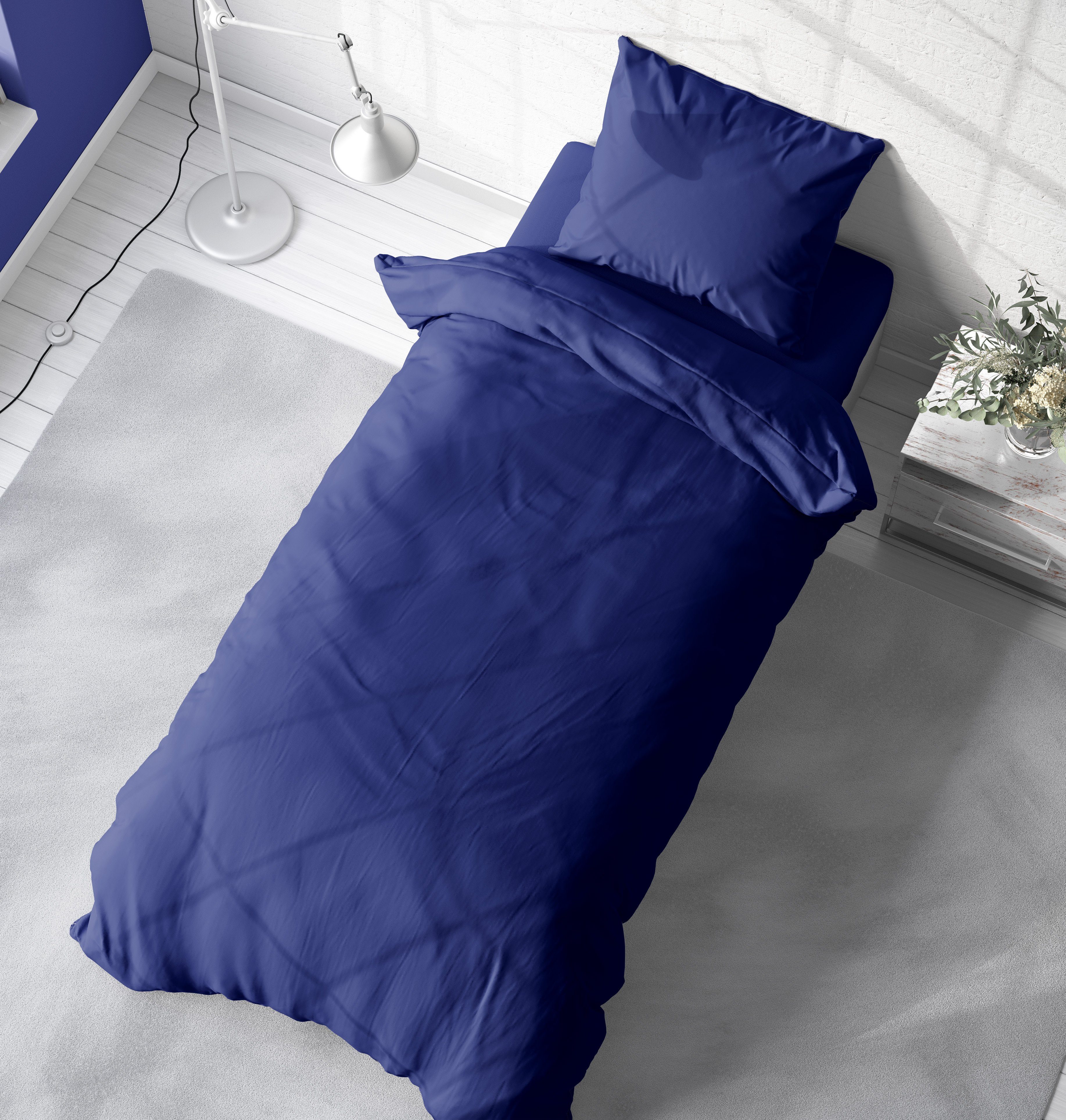 One Home Bettwäsche Unifarben Einfarbig, Renforcé, 2 teilig, Baumwolle mit Reißverschluss, Normalgröße