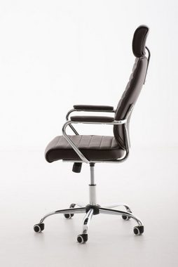 TPFLiving Bürostuhl Rocket V2 mit bequemer Rückenlehne - höhenverstellbar und 360° drehbar (Schreibtischstuhl, Drehstuhl, Chefsessel, Bürostuhl XXL), Gestell: Metall chrom - Sitz: Kunstleder braun