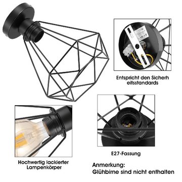 LETGOSPT Deckenleuchte Deckenlampe Hängeleuchte Metall Vintage Industrie Retro E27 Käfig, LED fest integriert, Deckenlampe aus Metall 20CM Käfig Design Pendelleuchte, für Küche Wohnzimmer Esszimmer Korridor